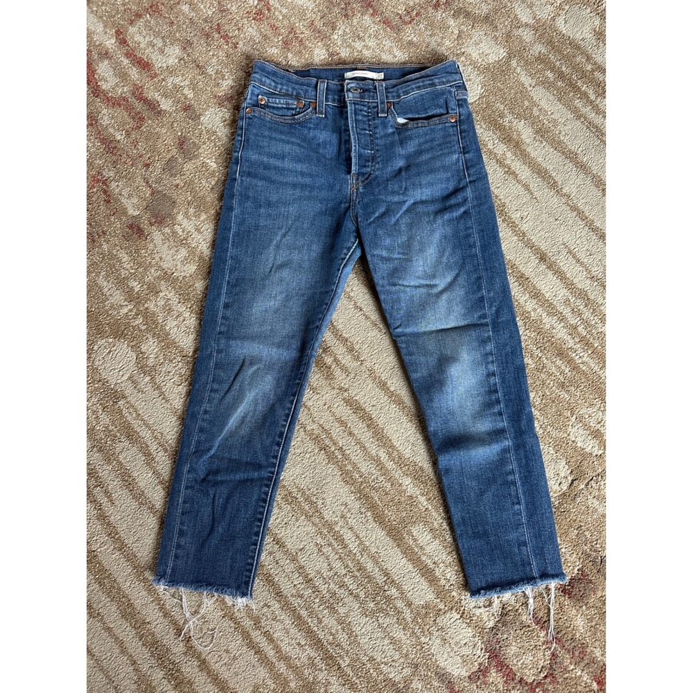 Levis Wedgie Skinny Jeans Womens 27 High Rise Cropped Raw Hem Vintage Wash